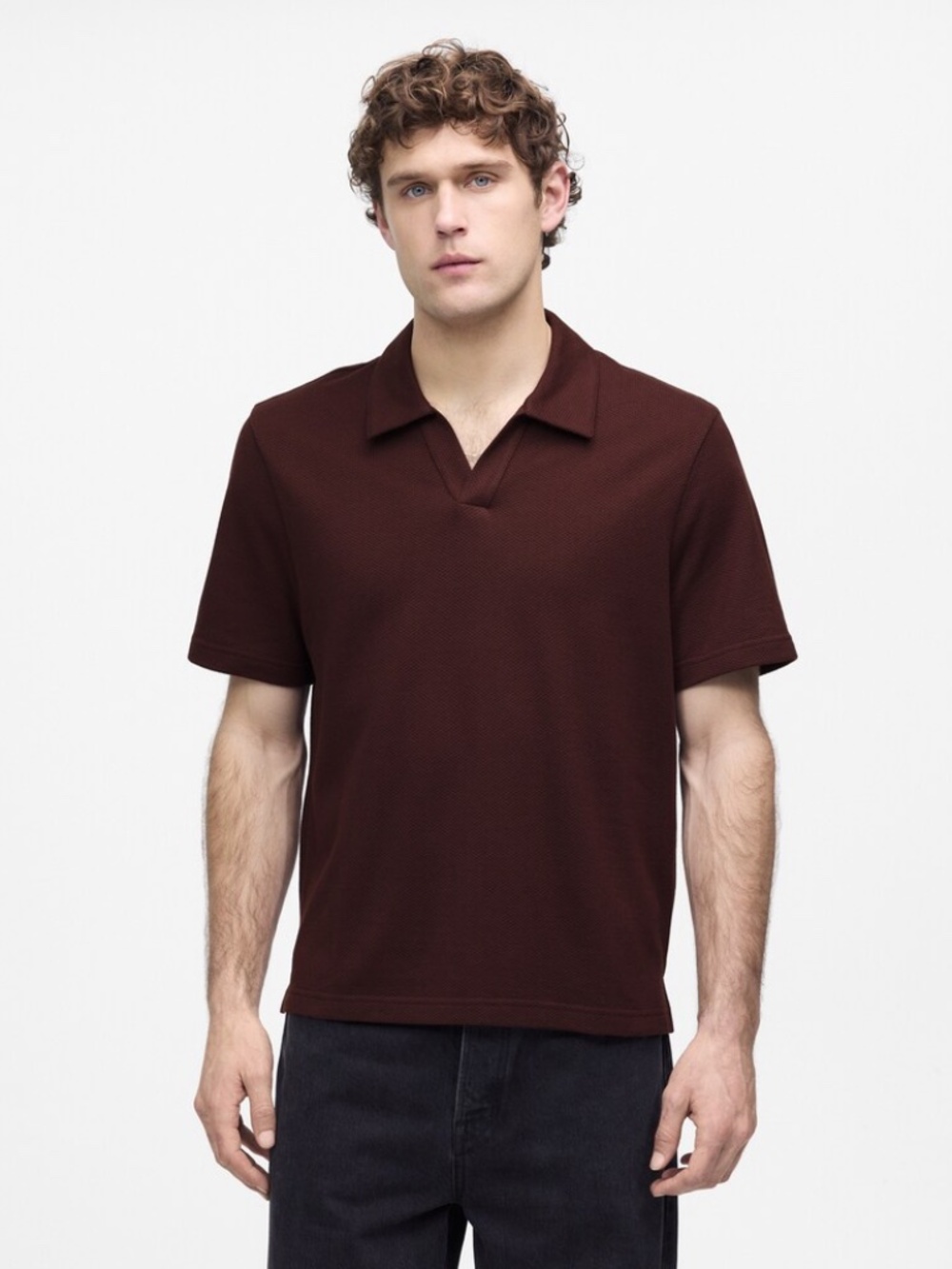 Johnny-Collar Polo in Heavyweight Mesh